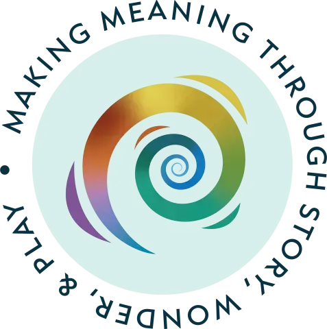 Seal depicting Godly Play spiral logo surrounded by "Making Meaning Through Story, Wonder, & Play"